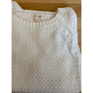 Maison Jules Waffle Knit White Light Sweater Small